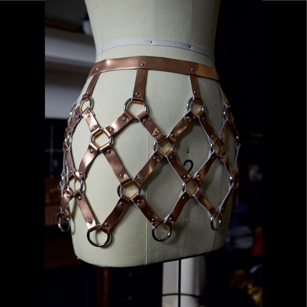 Made to Order 🖤 Metallic Leather Cage Skirt